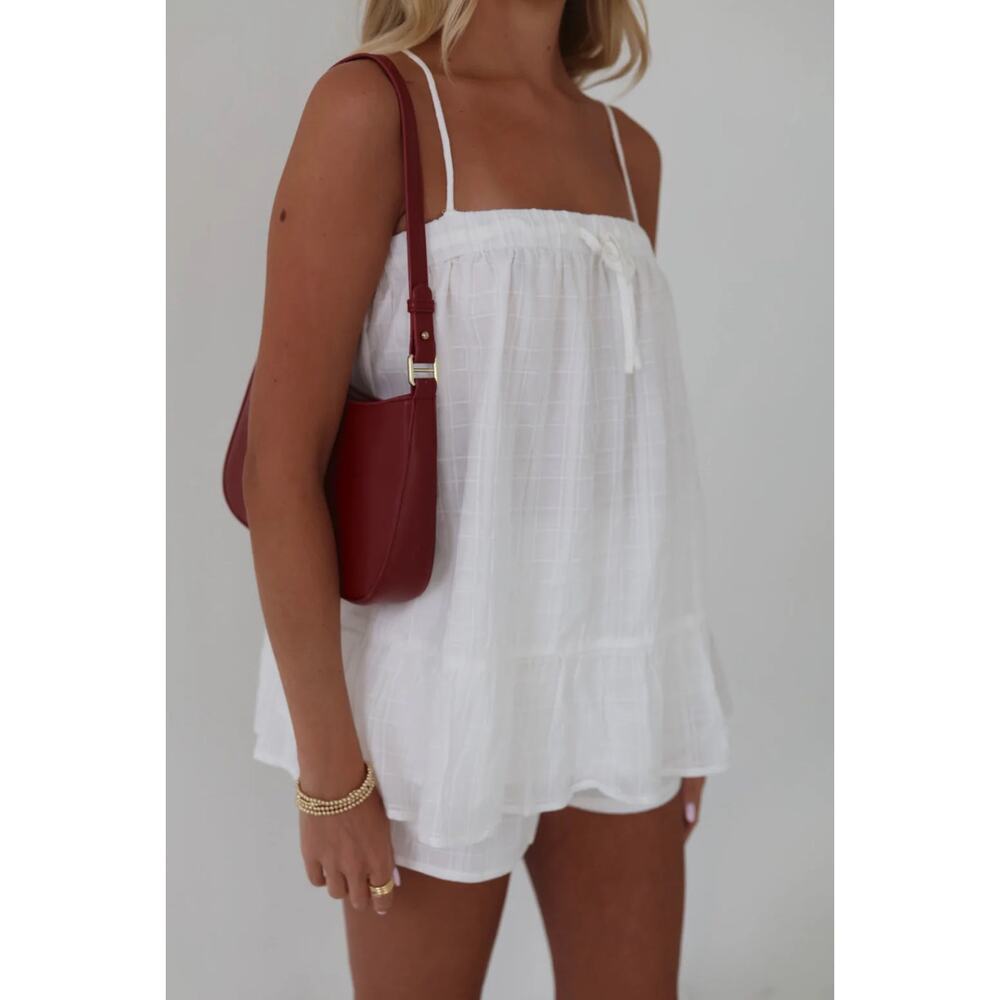 Grade & Gather Sleeveless Square Neck Peplum Tank Top Off-White Women's M NWT